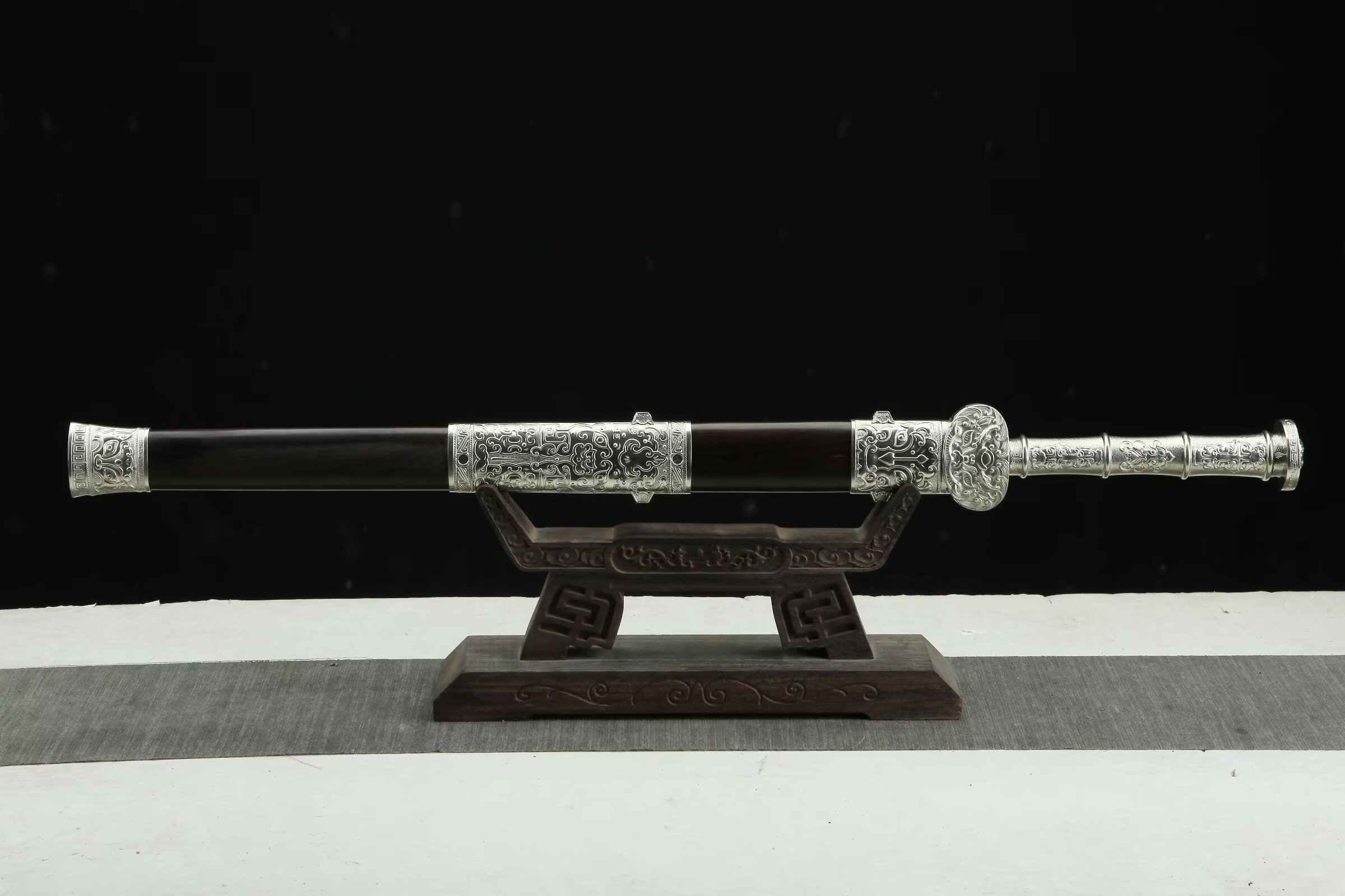 Fengyun Pattern-Welded Steel Jian - hand-forged Longquan jian sword, full product view