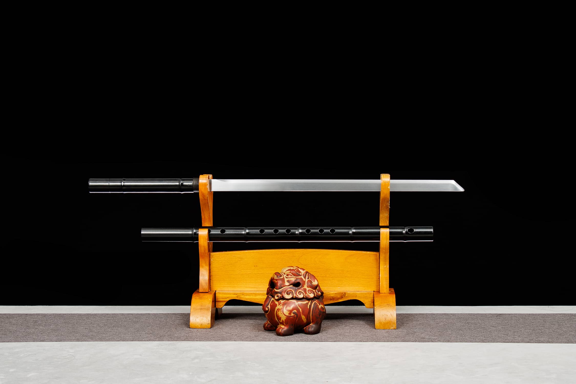 Mo Zhu High-Performance Manganese Steel Staff Dao - traditional Chinese historical replica, full product view