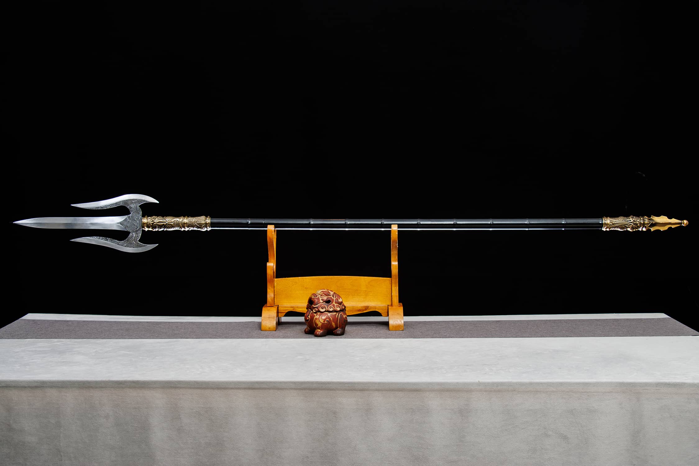 Mo Tao High-Performance Manganese Steel Trident - traditional Chinese historical replica, full product view