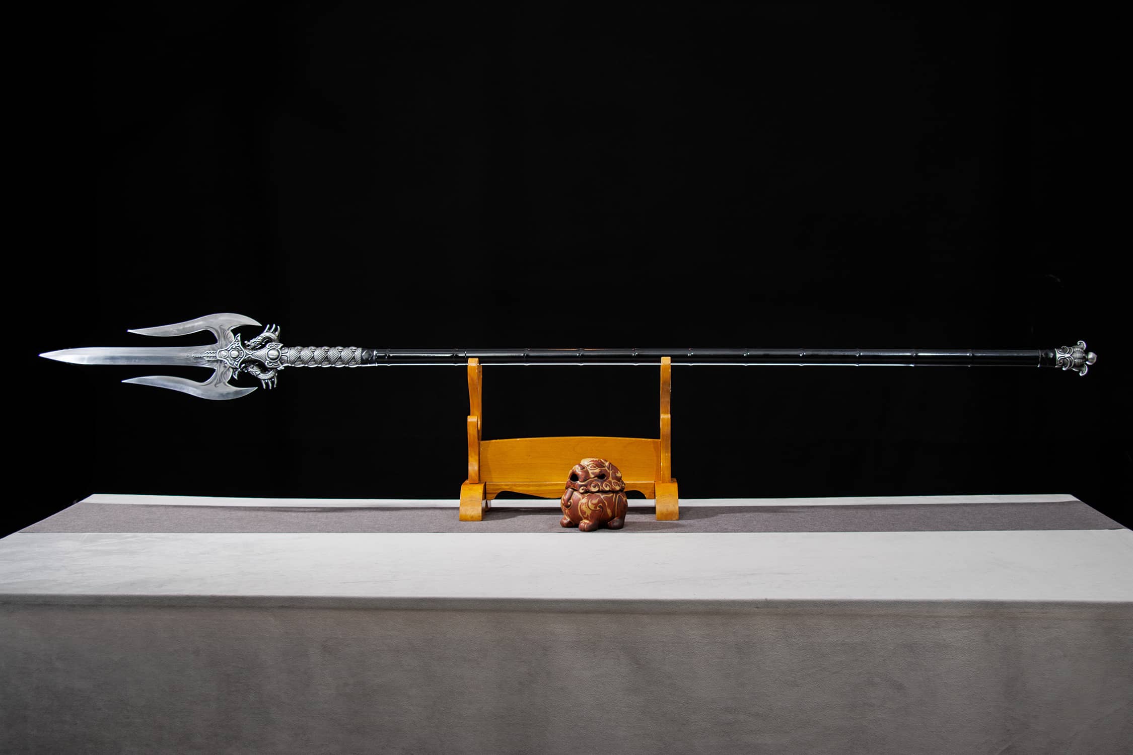 Shuang Long Xuan Ji Xue Feng High-Performance Manganese Steel Trident - traditional Chinese historical replica, full product...