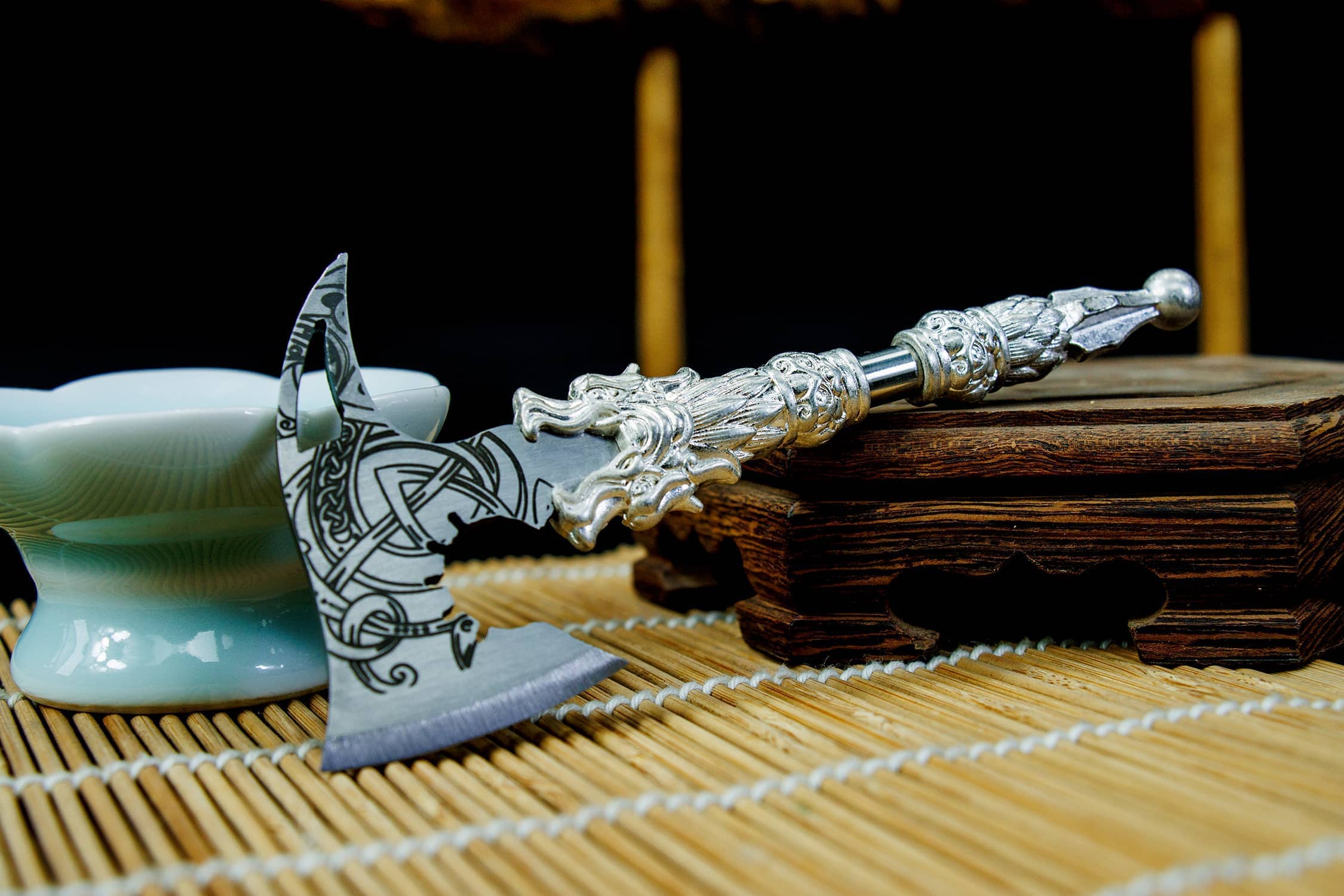 Sui Gu High-Chromium Steel Axe - traditional Chinese historical replica, full product view