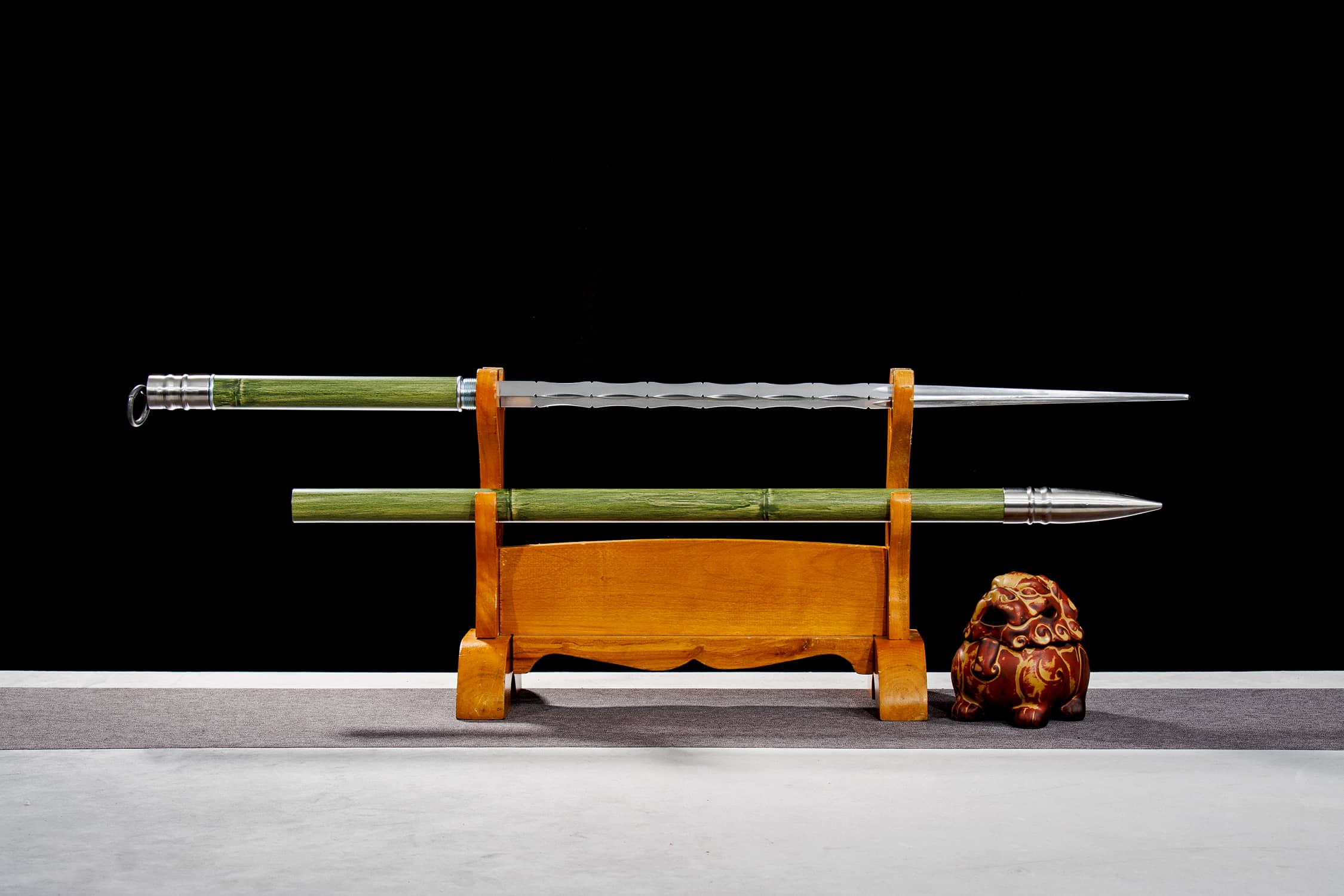 Qing Feng Zhu Yin Carbon Steel Jian Mace - traditional Chinese historical replica, full product view