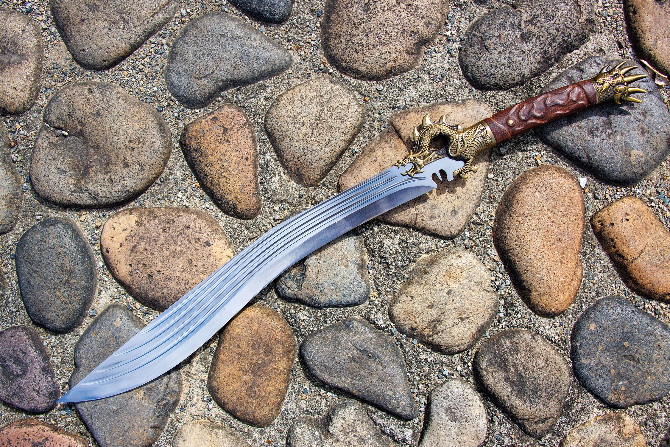Long Ji High-Performance Manganese Steel Nepalese Kukri - hand-forged Longquan dao sword, full product view