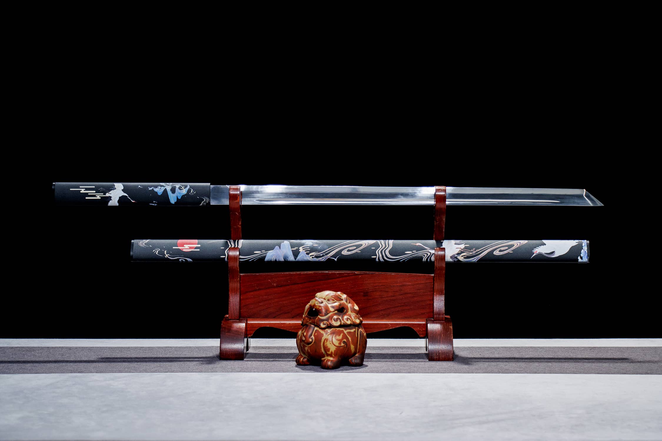 Mo Yu He Ling High-Performance Manganese Steel Tang Dao - hand-forged Longquan dao sword, full product view