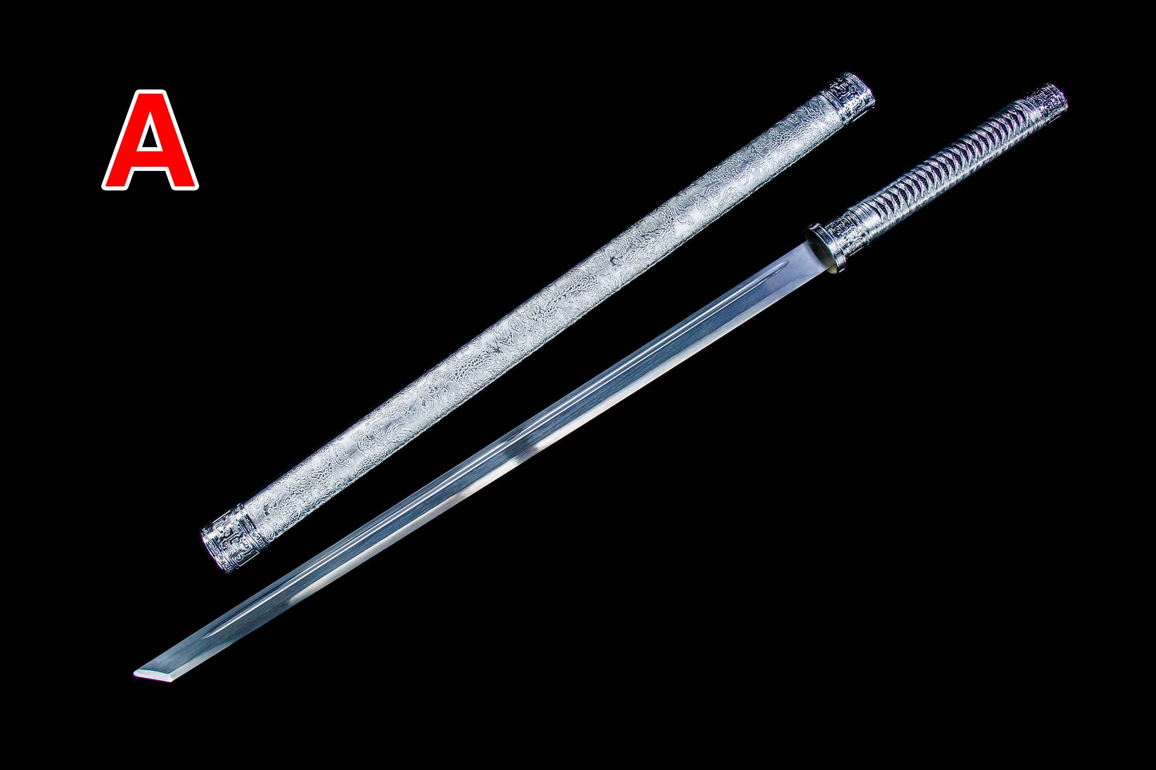 Shuang Long Yin High-Performance Manganese Steel Tang Dao - hand-forged Longquan dao sword, full product view