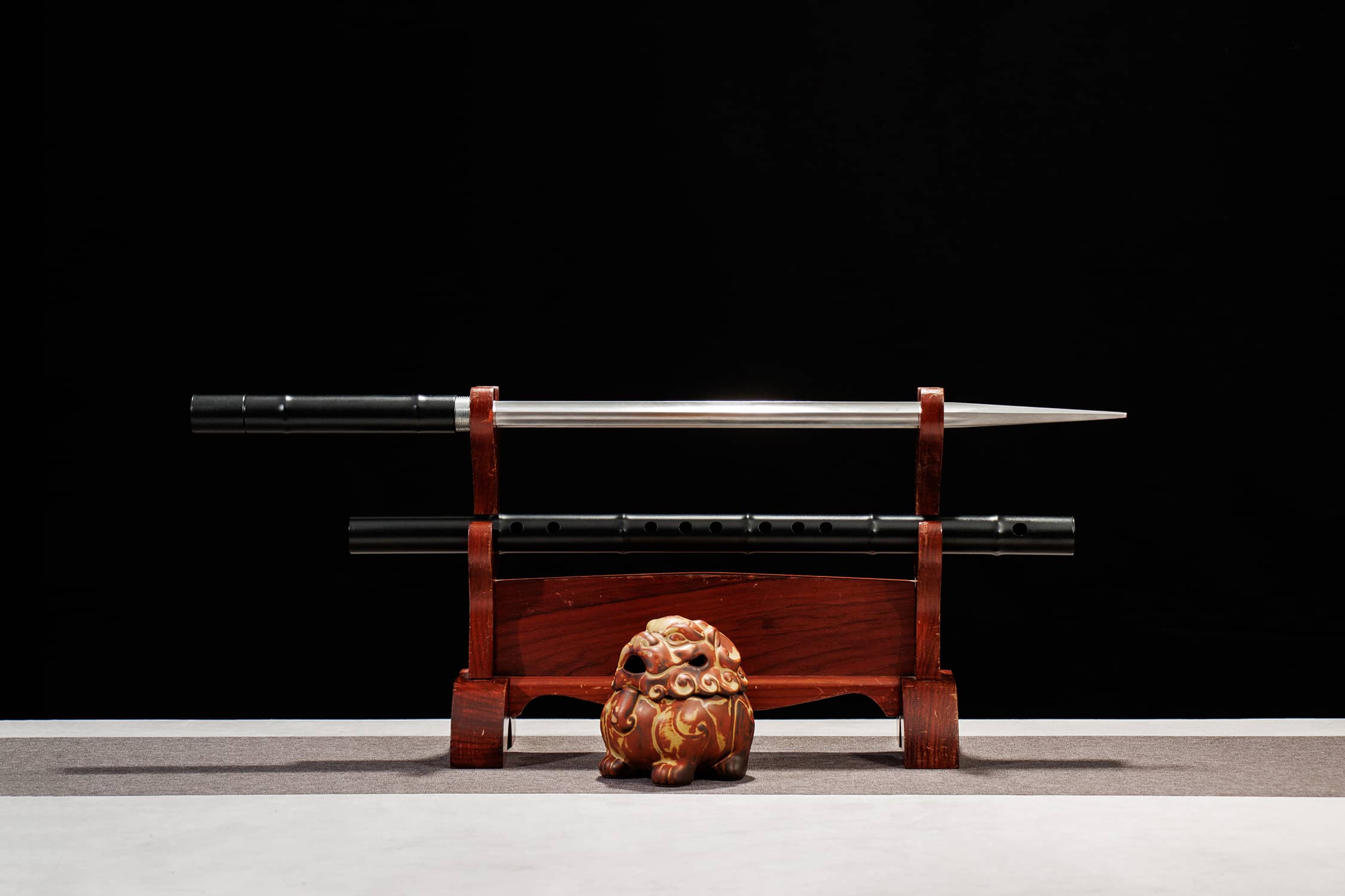 Qing Ming High-Carbon Steel Jian Mace - traditional Chinese historical replica, full product view