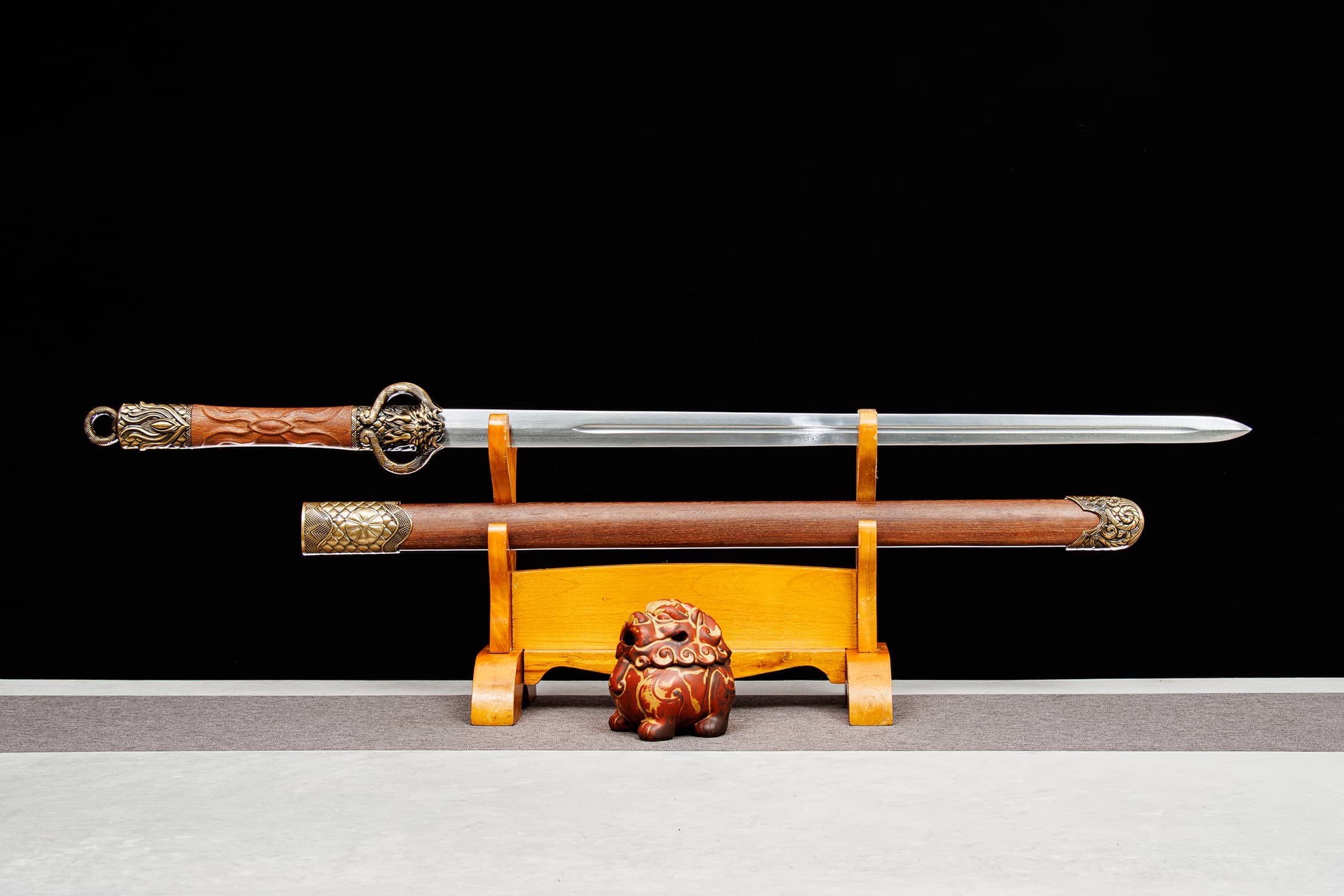 Long Xia Mei Gu Pattern-Welded Steel Jian Sword - hand-forged Longquan jian sword, full product view
