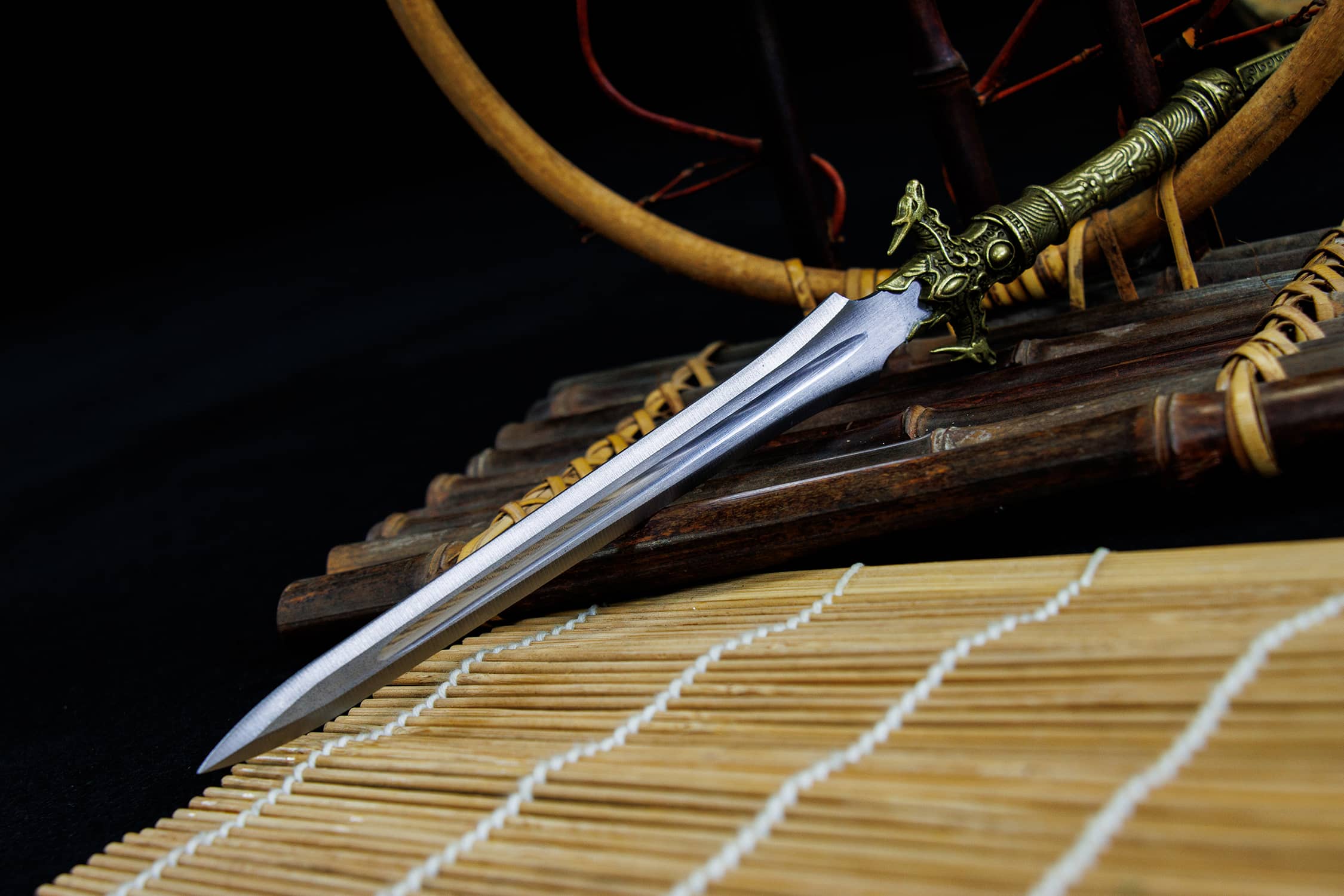 Duan Ji Long Que High-Chromium Steel Jian Sword - hand-forged Longquan jian sword, full product view