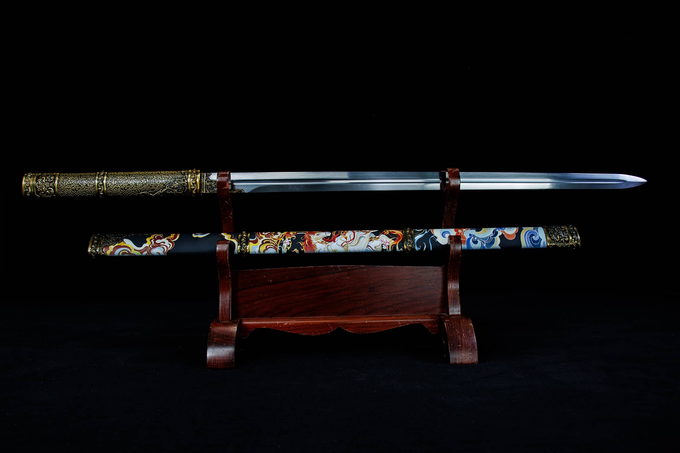 Tian Ma Cang Qiong Ya Hu High-Performance Manganese Steel Jian Sword - hand-forged Longquan jian sword, full product view