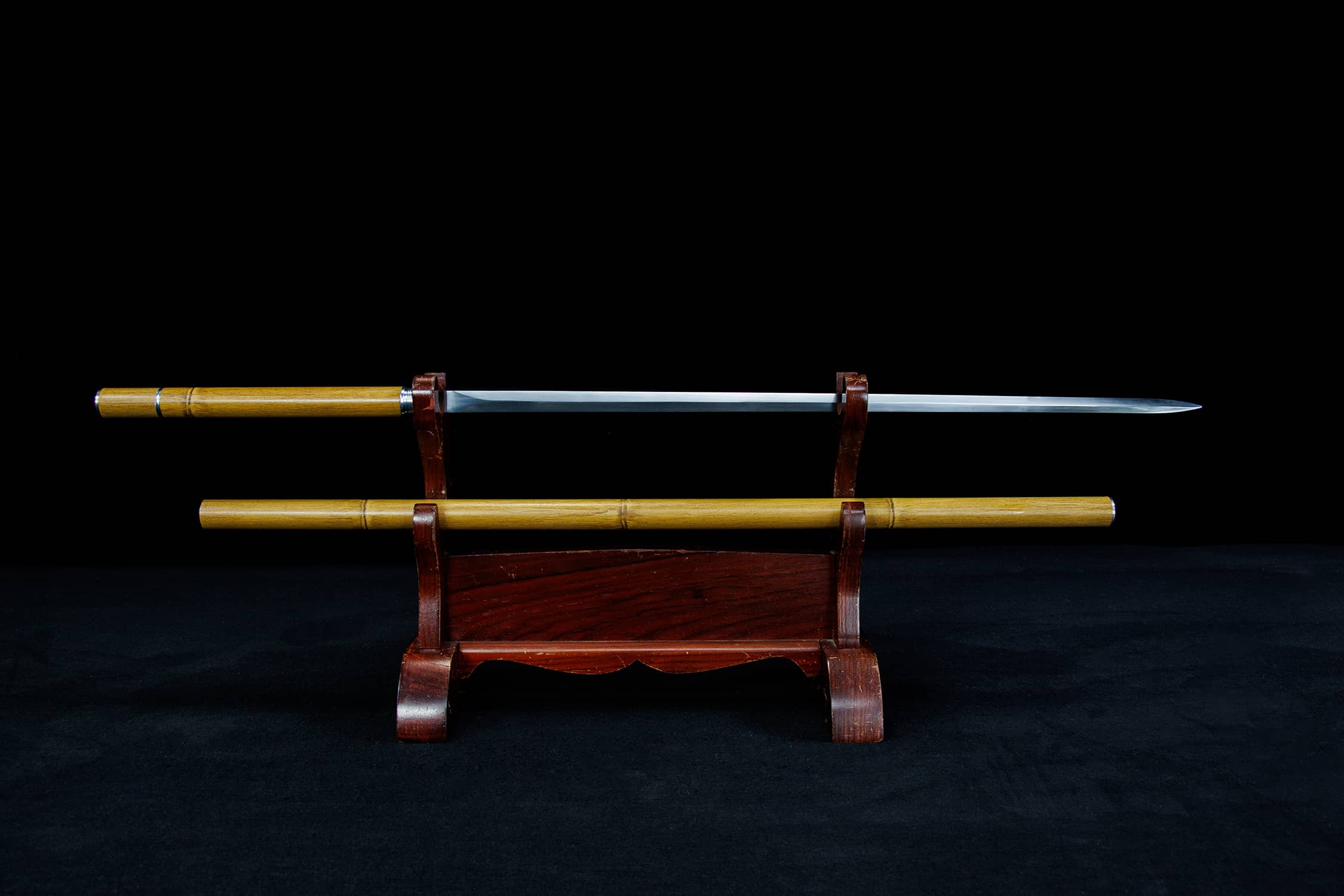 Ku Zhu Cang High-Performance Manganese Steel Staff Sword - hand-forged Longquan jian sword, full product view